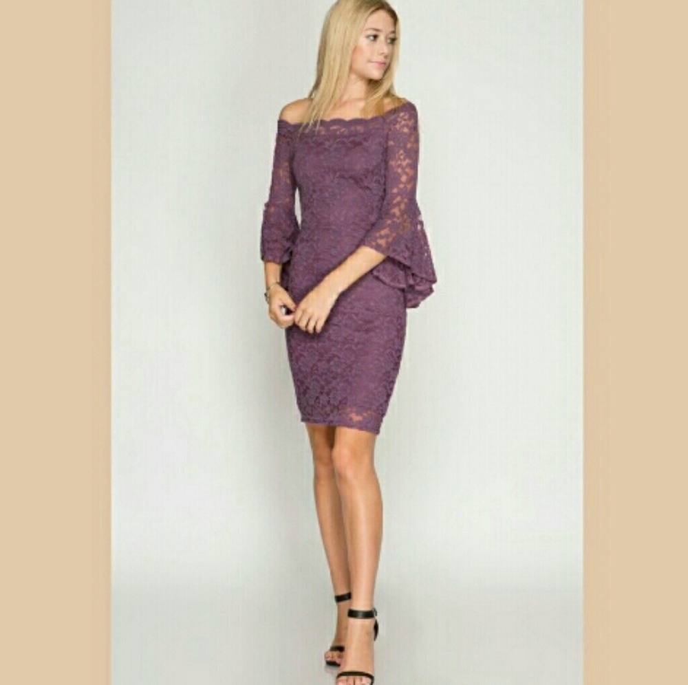 Ruffled Sleeve Lace Bodycon Dress - Picture 3 of 4